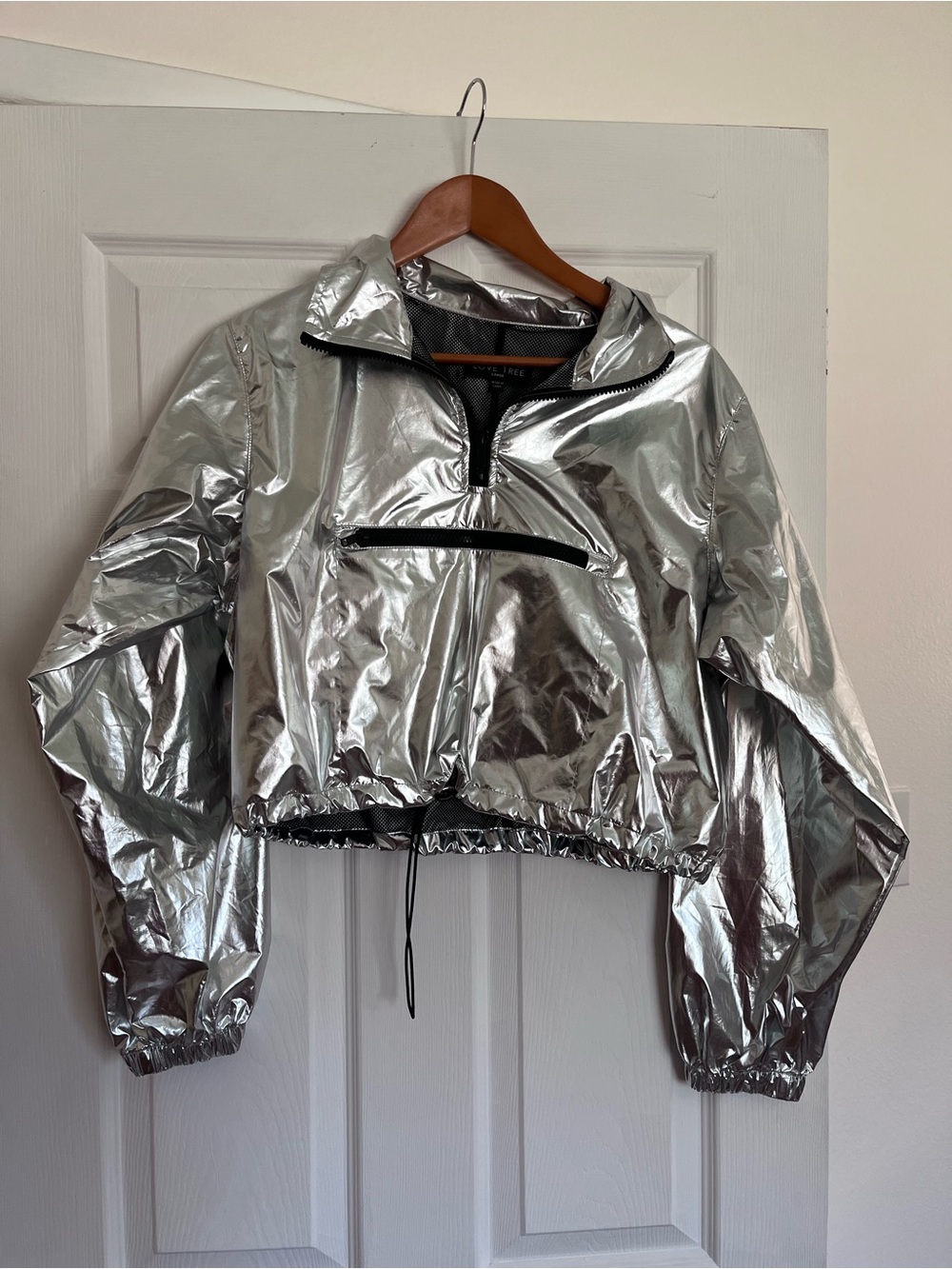 Love Tree • Silver Crop Top Windbreaker Rave Jacket